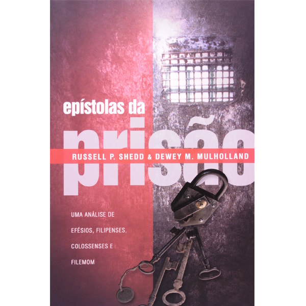 Livro Epístolas da Prisão, capa dividida em vermelho e cinza, com chaves e cadeado. — Plenitude
