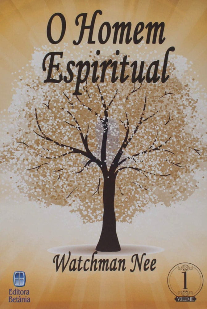 Livro O Homem Espiritual Vol. 1 de Watchman Nee, capa bege com árvore branca. — Plenitude