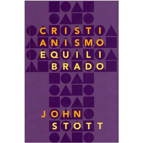 Livro Cristianismo Equilibrado, capa roxa com formas geométricas formando uma cruz. — Plenitude