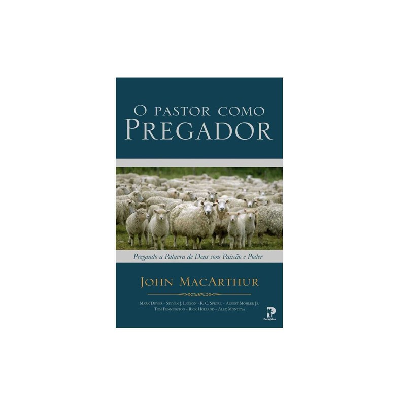 Livro O Pastor Como Pregador, capa azul com imagem de ovelhas em um campo. — Plenitude