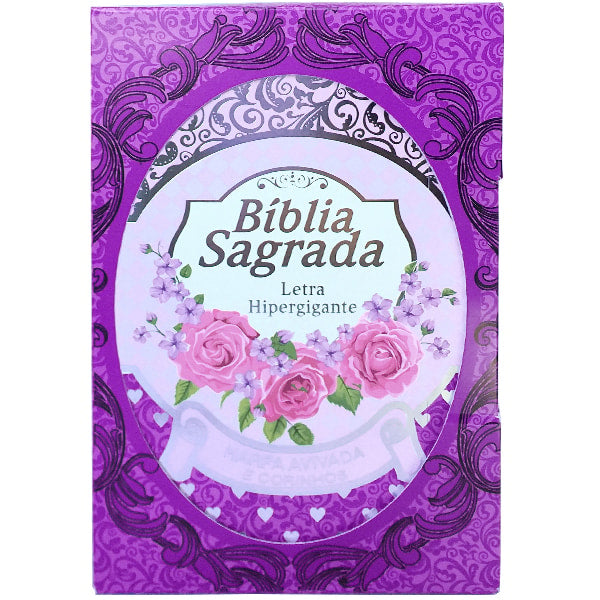 Bíblia Sagrada com Harpa Avivada e Corinhos | Letra Hipergigante | ARC | Luxo Laminada Lilás