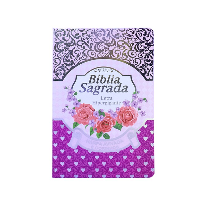 Bíblia Sagrada com Harpa Avivada e Corinhos | Letra Hipergigante | ARC | Luxo Laminada Lilás