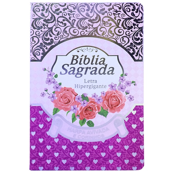 Bíblia Sagrada com Harpa Avivada e Corinhos | Letra Hipergigante | ARC | Luxo Laminada Lilás