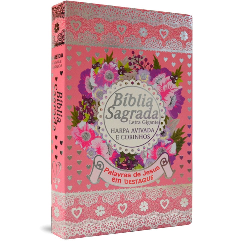 Bíblia Sagrada com Harpa Avivada e Corinhos | Letra Gigante | ARC | Laminada Rosa