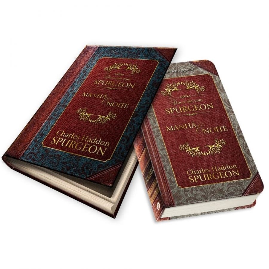 Box para presente Dia a Dia com Spurgeon, dois livros de capa dura vermelha e azul. — Plenitude