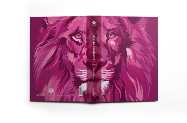 Bíblia Lion Colors Pink POP | NVT | Letra Normal | Capa Dura