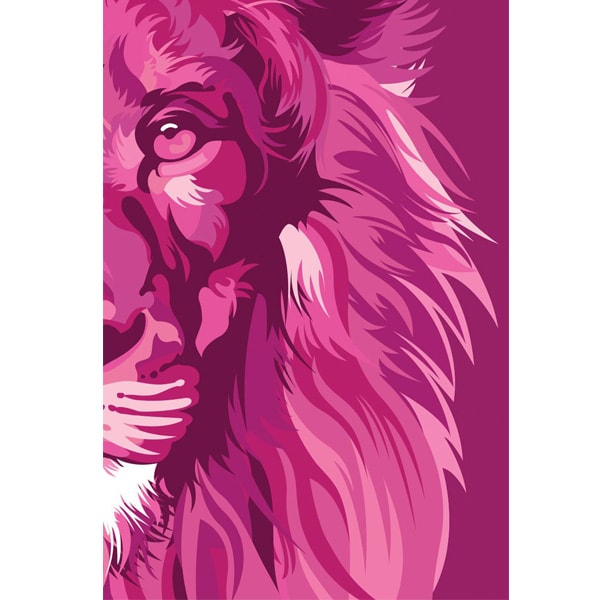 Bíblia Lion Colors Pink POP NVT, capa dura rosa com ilustração de metade do rosto de um leão. — Plenitude
