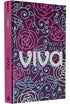 Bíblia Nova Bíblia Viva, capa dura roxa com estampa floral rosa e azul, letras "VIVA" em verde claro. — Plenitude