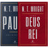 Kit de Livros N. T. Wright, com capas nas cores azul marinho e vermelho. — Plenitude