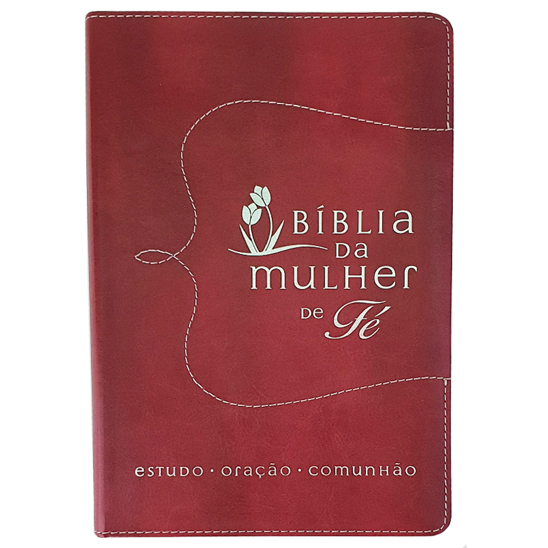Bíblia da Mulher de Fé | Letra Normal | Capa Couro Vermelha