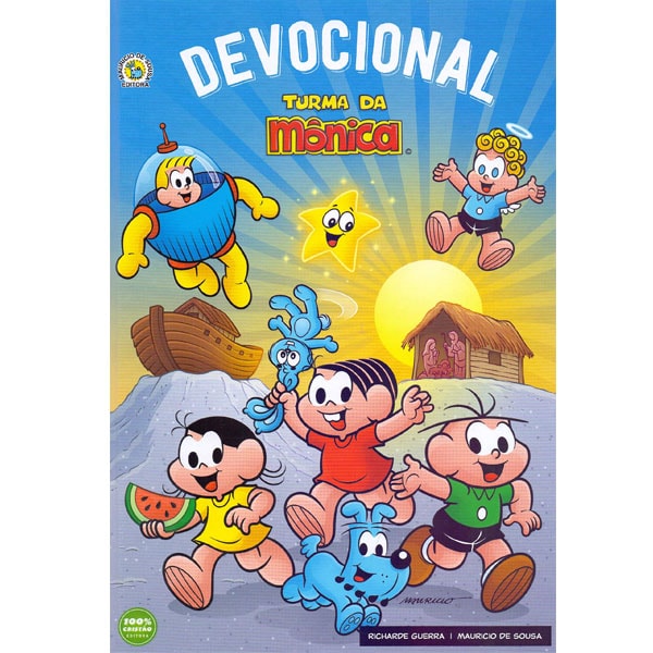 Livro Devocional Turma da Mônica, capa azul com personagens da Turma da Mônica. — Plenitude