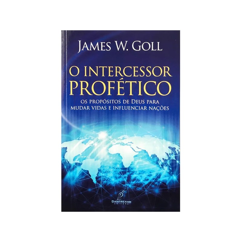 Livro O Intercessor Profético, capa azul com mapa-múndi iluminado. — Plenitude
