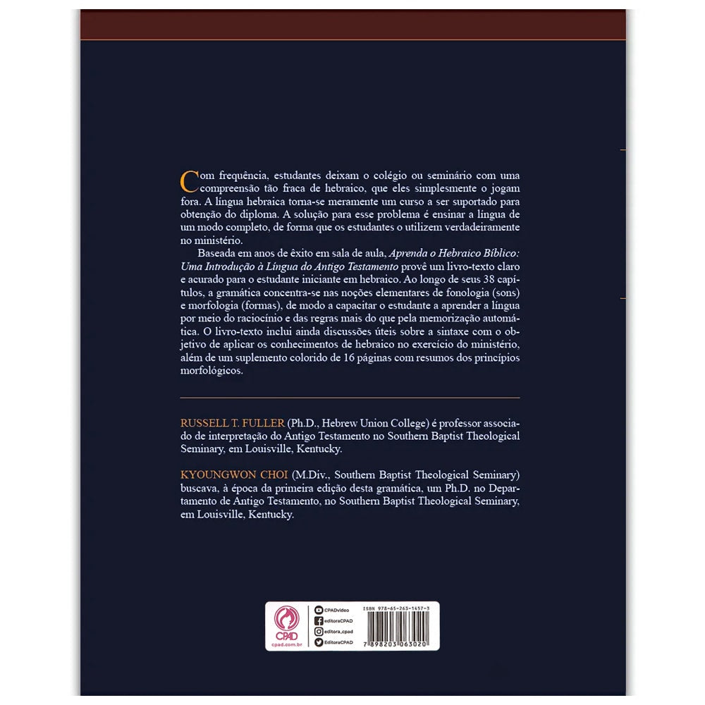 Aprenda Hebraico Bíblico | Russell T. Fuller Kyoungwon Choi | Capa Dura