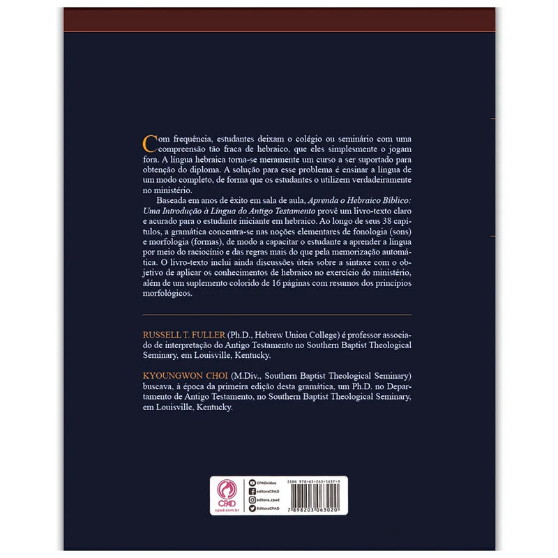 Aprenda Hebraico Bíblico | Russell T. Fuller Kyoungwon Choi | Capa Dura