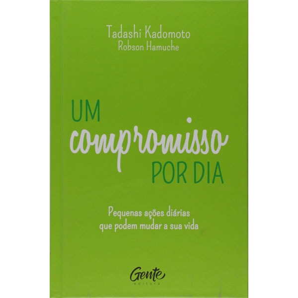 Livro de capa mole verde-claro com título "Um Compromisso Por Dia" em branco e verde-escuro. — Plenitude