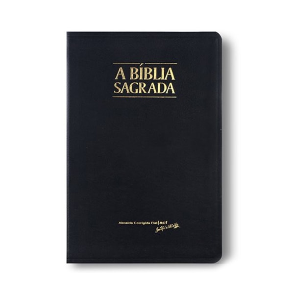 Bíblia Sagrada Slim ACF, capa preta luxo com letras douradas "A Bíblia Sagrada" e "Almeida Corrigida Fiel | acf" — Plenitude