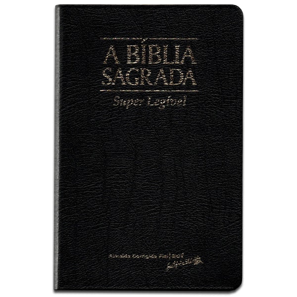 Bíblia Sagrada ACF, Letra Super Legível, capa preta em couro legítimo. — Plenitude