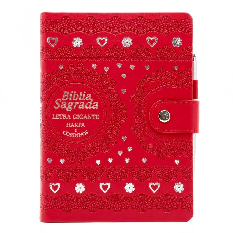 Bíblia Sagrada Carteira Grande | ARC | Letra Gigante | Harpa Avivada e Corinhos | Capa Vermelha