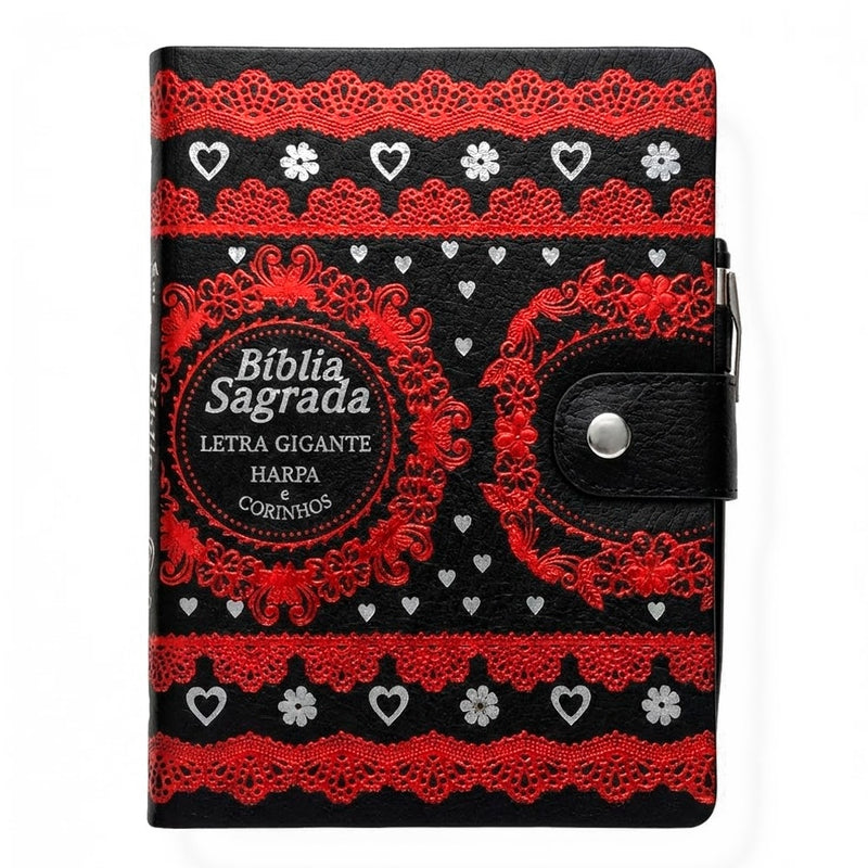 Bíblia Sagrada Carteira Grande | ARC | Letra Gigante | Harpa Avivada e Corinhos | Capa Preta