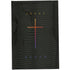 Caderno Tipo Moleskine "Jesus Saves", capa preta com cruz colorida e linhas em relevo. — Plenitude