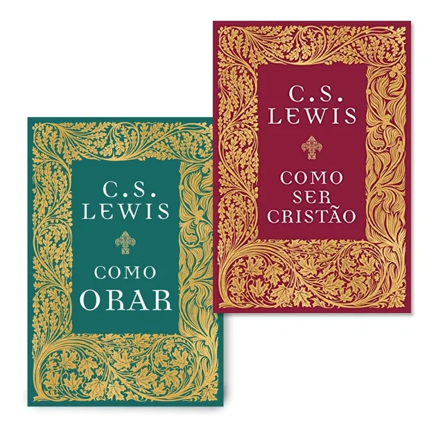 Coleção Fundamentos C. S. Lewis, dois livros com capas verde e vermelha com detalhes dourados — Plenitude