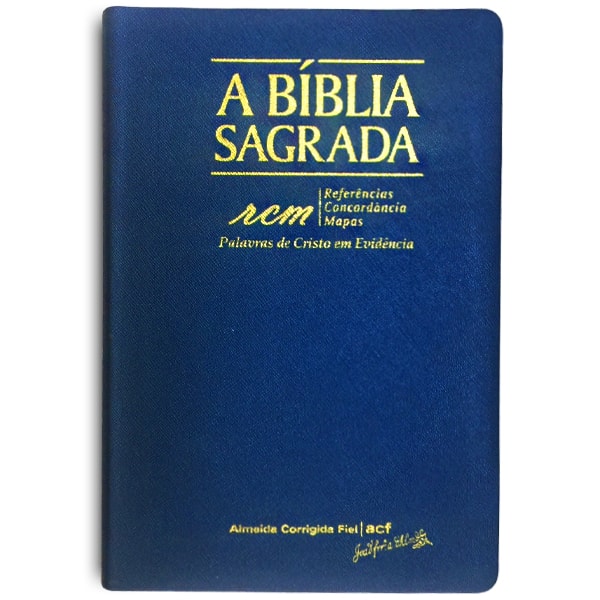 Bíblia Sagrada RCM Almeida Corrigida Fiel (ACF) azul, com referências, concordância, mapas e palavras de Cristo em evidência — Plenitude