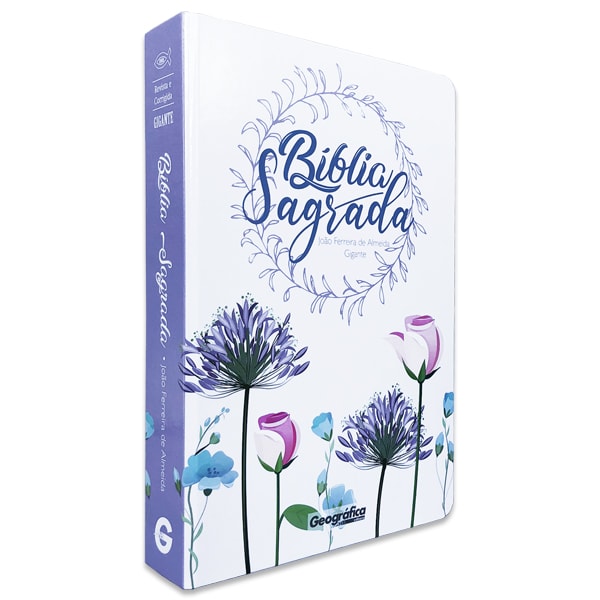 Bíblia Sagrada Floral Branca | ARC | Letra Gigante | Capa Dura Semi-Luxo
