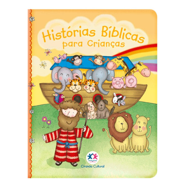 Livro infantil "Histórias Bíblicas Para Crianças" com capa almofadada e ilustração da Arca de Noé. — Plenitude