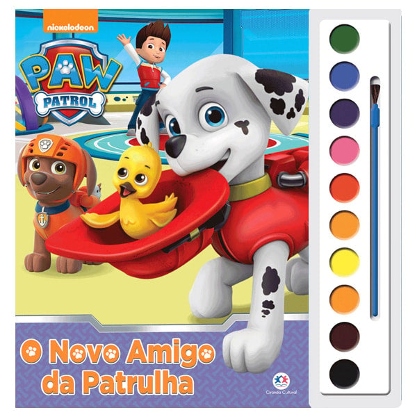 Livro com Aquarela Patrulha Canina O Novo Amigo da Patrulha