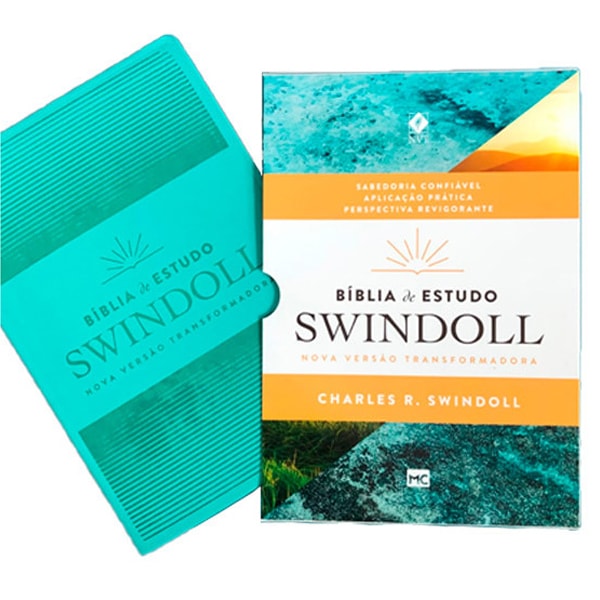 Bíblia de Estudo Swindoll | NVT | Letra Grande | Capa Sintética | Por do Sol Aqua