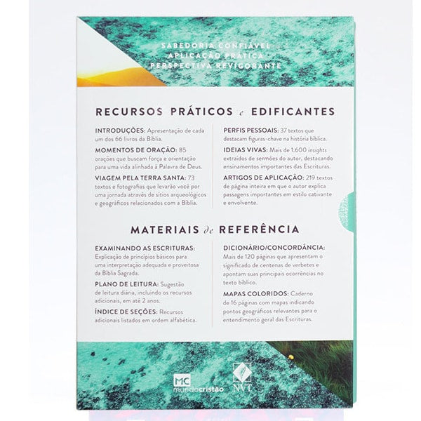 Bíblia de Estudo Swindoll | NVT | Letra Grande | Capa Sintética | Por do Sol Aqua