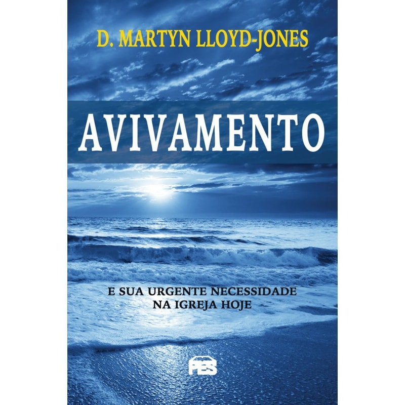 Livro Avivamento, capa azul com mar agitado e céu nublado. — Plenitude
