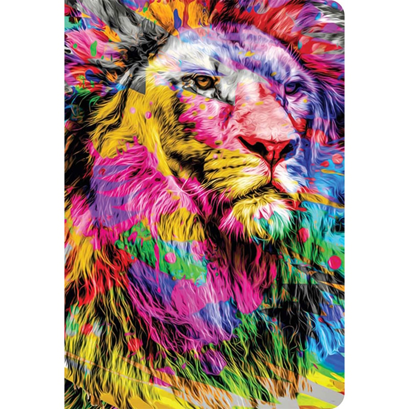 Capa de Bíblia Leão Colorido YouVersion, NTLH, Letra Normal, Soft-Touch, com arte vibrante de leão em respingos de tinta — Plenitude