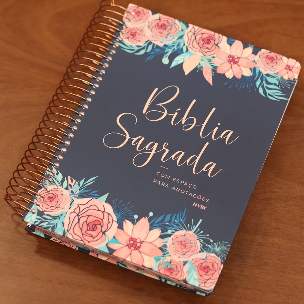 Bíblia Anote Espiral Rosas Especial | NVI | Letra Normal | Com Espaço Para Anotações