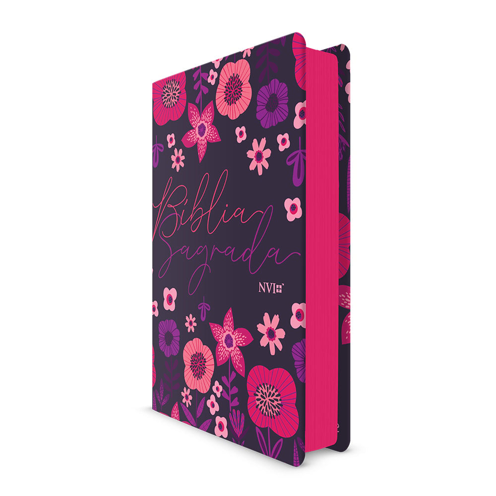 Bíblia Jardim Floral Roxa | NVI | Letra Normal | Capa Flexível