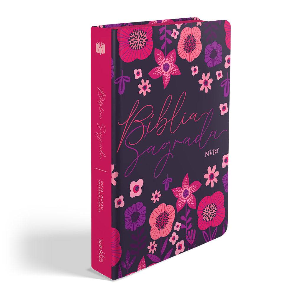 Bíblia Jardim Floral Roxa | NVI | Letra Normal | Capa Flexível