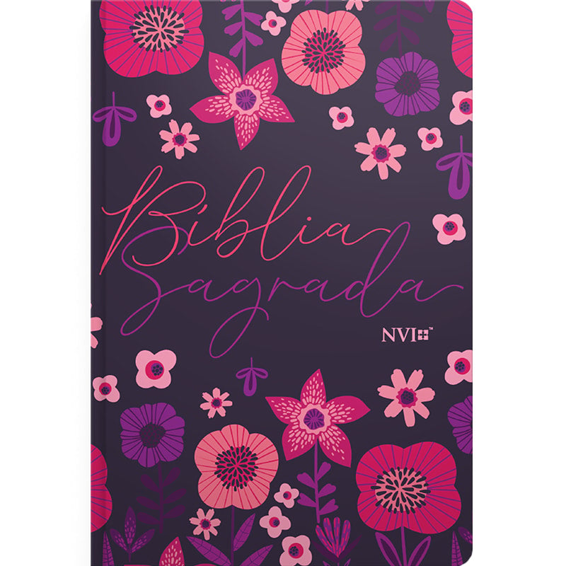 Bíblia Jardim Floral Roxa | NVI | Letra Normal | Capa Flexível