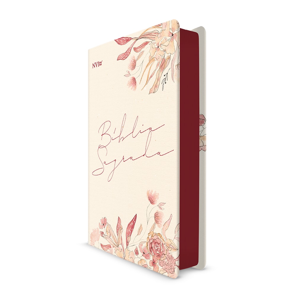 Bíblia Floral Creme | NVI | Letra Normal | Capa Flexível