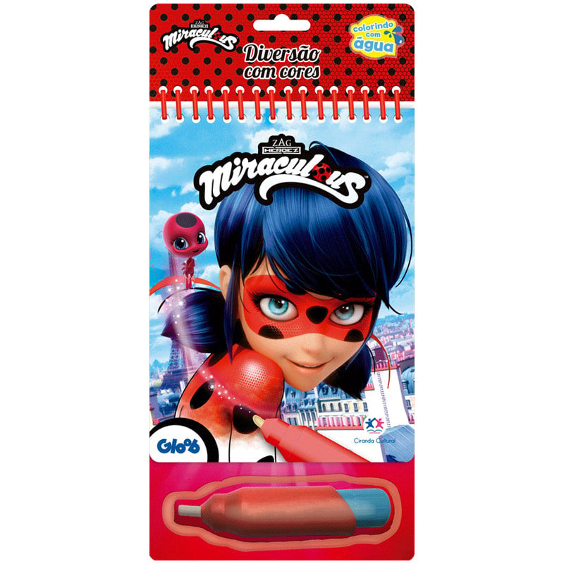 Livro Ladybug Diversão com cores Colorindo com Água, capa com Ladybug e caneta de água. — Plenitude
