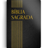 Bíblia Sagrada ACF, capa luxo preta com textura e detalhes dourados em chevron. — Plenitude
