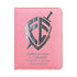 Harpa Avivada e Corinhos, letra gigante, capa rosa com escudo e espada prateados. — Plenitude