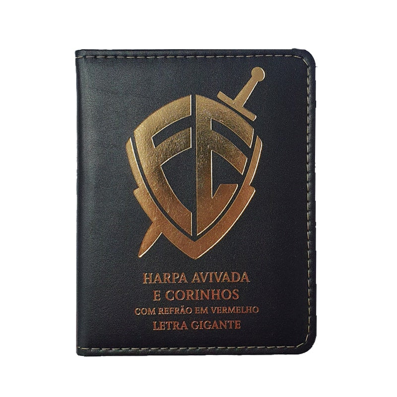 Harpa Avivada e Corinhos Médio, Letra Gigante, Escudo Fé Preta Capa — Plenitude