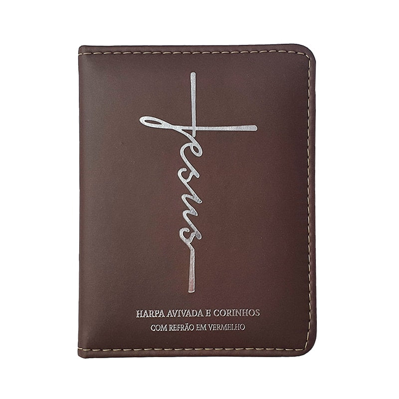 Harpa Avivada e Corinhos Médio, Letra Gigante, Jesus Marrom Capa Luxo — Plenitude