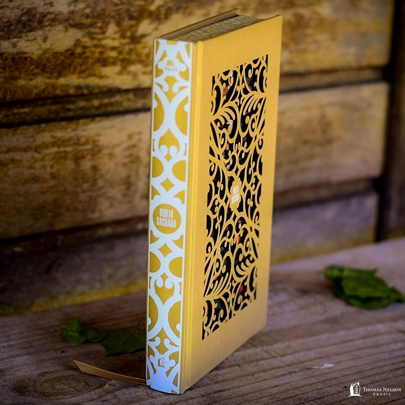 Bíblia Sagrada Jesus Cristo Artística | NVI | Letra Normal | Capa Dura Dourada