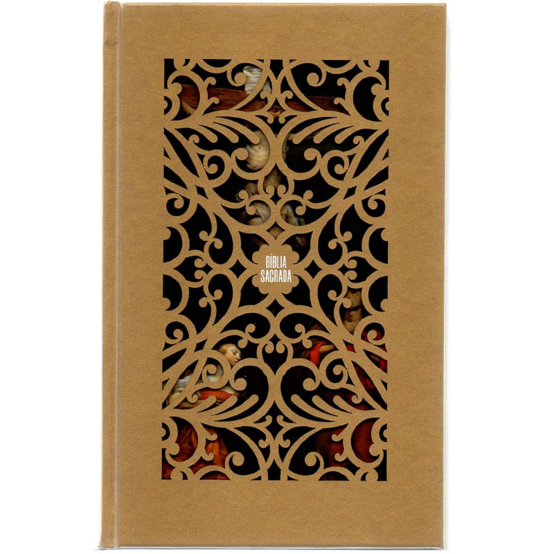 Bíblia Sagrada Jesus Cristo Artística | NVI | Letra Normal | Capa Dura Dourada