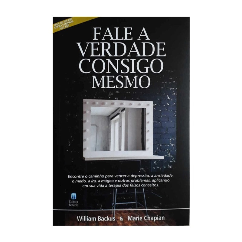 Livro Fale a Verdade Consigo Mesmo, capa preta com espelho de camarim. — Plenitude