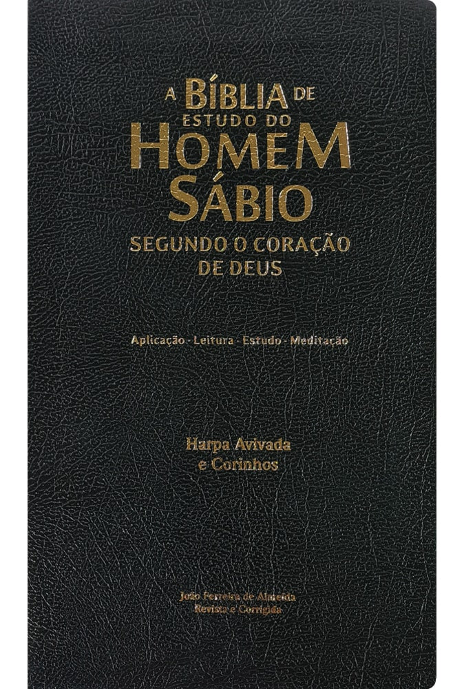 A Bíblia de Estudo do Homem Sábio | ARC | Letra Grande | Harpa Avivada e Corinhos | Capa Preta