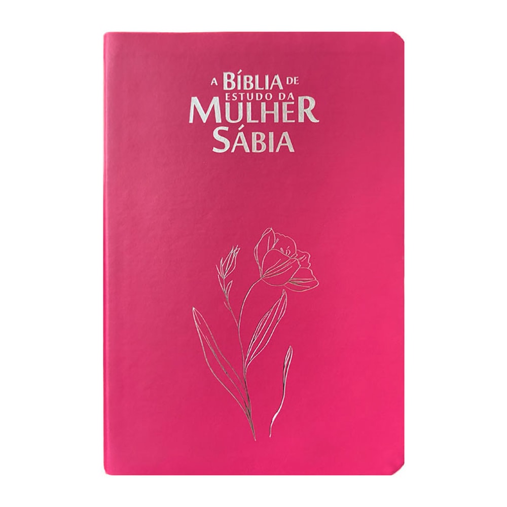 Bíblia de Estudo da Mulher Sábia ARC, capa PU Luxo Magnólia Pink com estampa floral, letra Hiper Gigante. — Plenitude