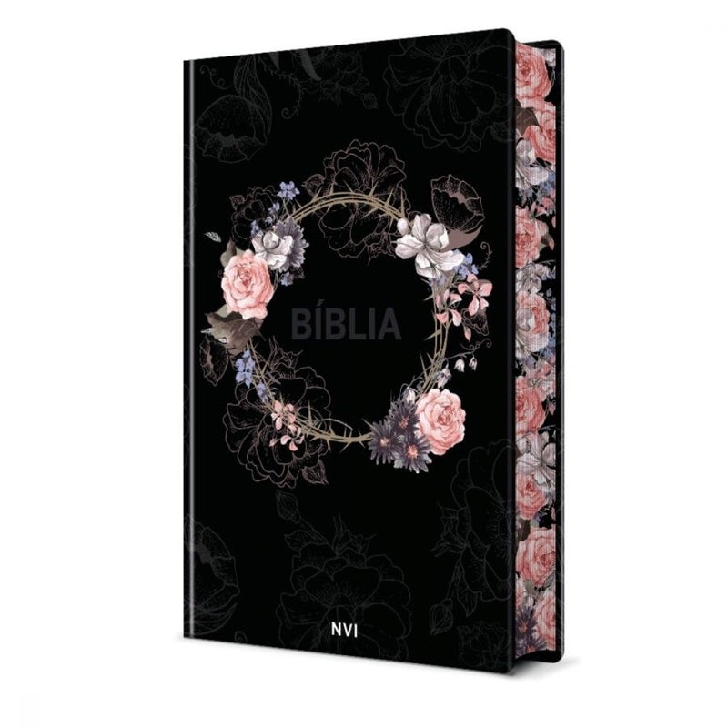 Biblia Sagrada Flores Preta | NVI | Letra Normal | Capa Dura Soft-Touch