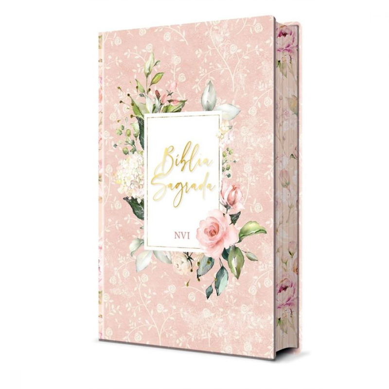Biblia Sagrada Flores Rosa | NVI | Letra Normal | Capa Dura Soft-Touch